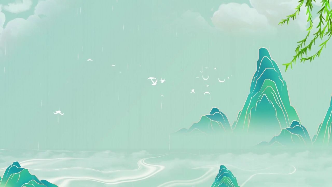 b735-上春山伴奏 消音版纸扇书生演唱表演表演节目动态led大屏幕背景