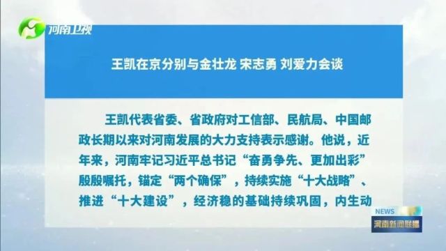 王凯在京分别与金壮龙宋志勇刘爱力会谈