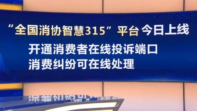 “全国消协智慧315”平台今日上线:消费纠纷可在线处理