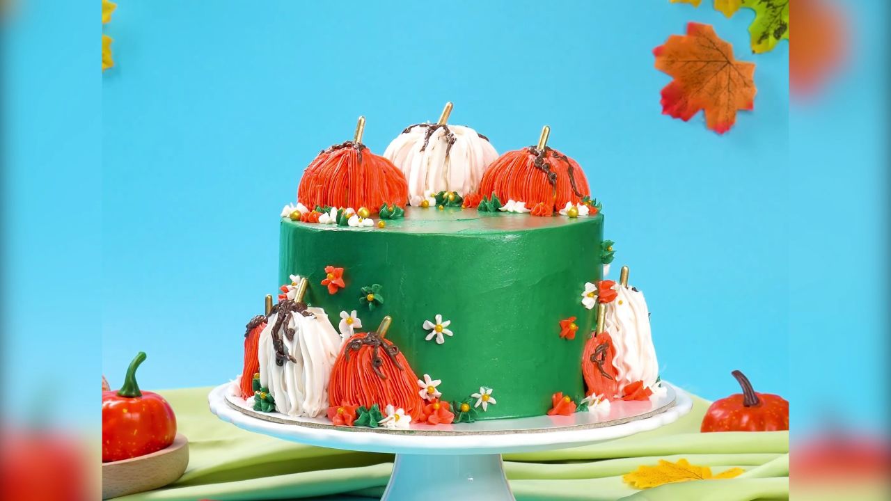 橙色金秋柿子蛋糕装饰