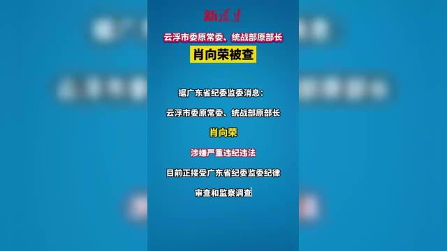 云浮市委原常委、统战部原部长肖向荣被查