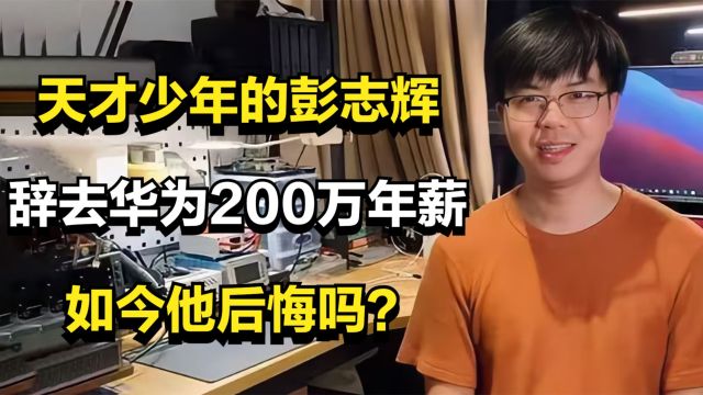 那个被称为天才少年的彭志辉,辞去华为200万年薪,如今他后悔吗