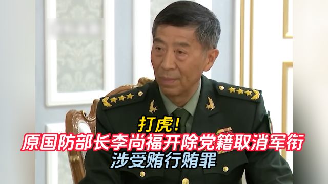 打虎!原国防部长李尚福开除党籍取消军衔 涉受贿行贿罪