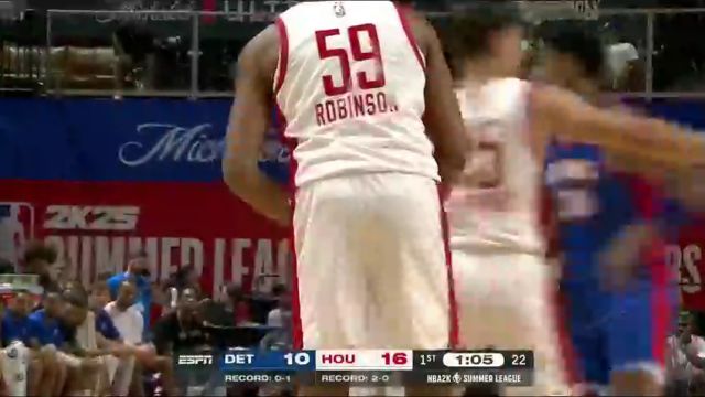 NBA夏季联赛：活塞vs火箭第1节英文原声回放