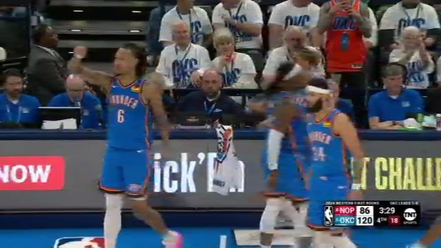 NBA季后赛：鹈鹕vs雷霆第4节英文原声回放