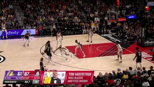 《NBA全场集锦》【回放】NBA常规赛：湖人vs开拓者第3节英文原声回放