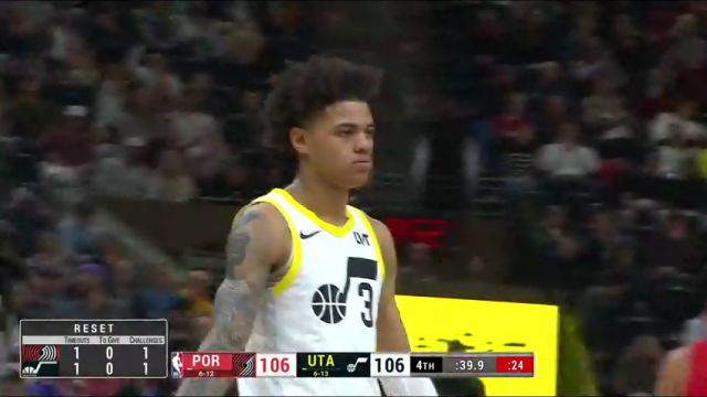 NBA常规赛：开拓者vs爵士第4节中文解说回放