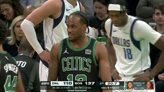 NBA常规赛：独行侠vs凯尔特人第4节英文原声回放