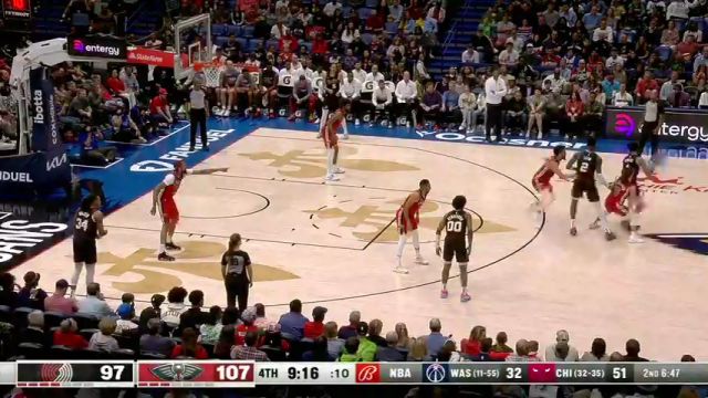NBA常规赛：开拓者vs鹈鹕第4节中文解说回放