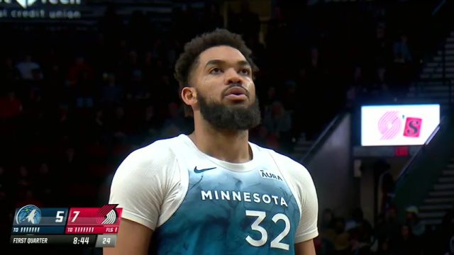 NBA常规赛：森林狼vs开拓者第1节英文原声回放