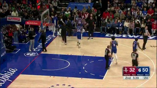 火箭vs76人第2节英文原声回放