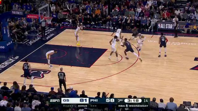 NBA常规赛：勇士vs76人第3节中文解说回放