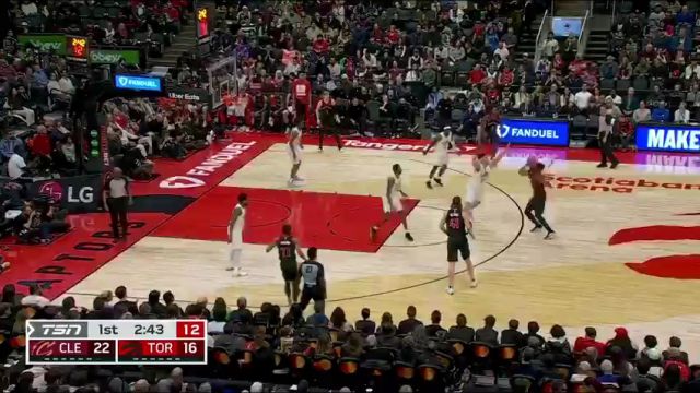 NBA常规赛：骑士vs猛龙第1节英文原声回放