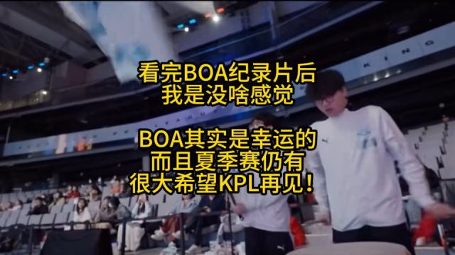 看完BOA纪录片后无感,其实BOA是幸运的,而且夏季赛继续征战KPL的可能性也不小!