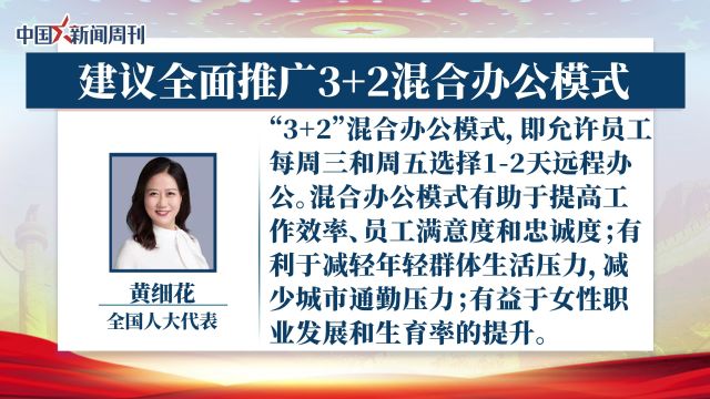 全国人大代表黄细花:建议全面推广3+2混合办公模式