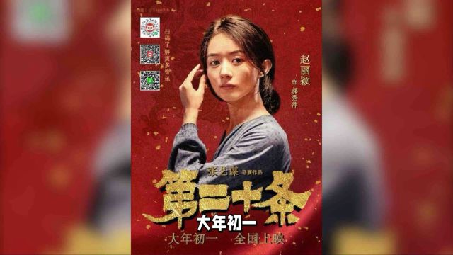 赵丽颖新电影《第20条》大年初一上映,不容错过