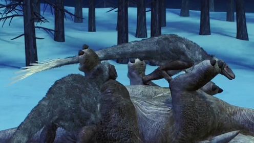 恐龙的行军：戈尔冈龙抢夺伤齿龙食物，遭遇甲龙暴击，最终被吃