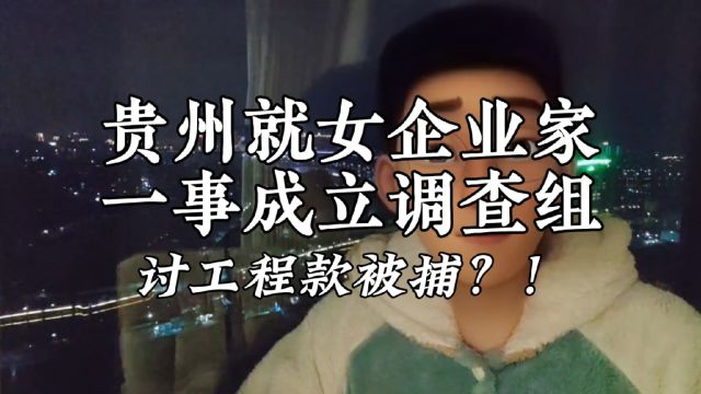 贵州就女企业家一事成立调查组,讨工程款被捕?!