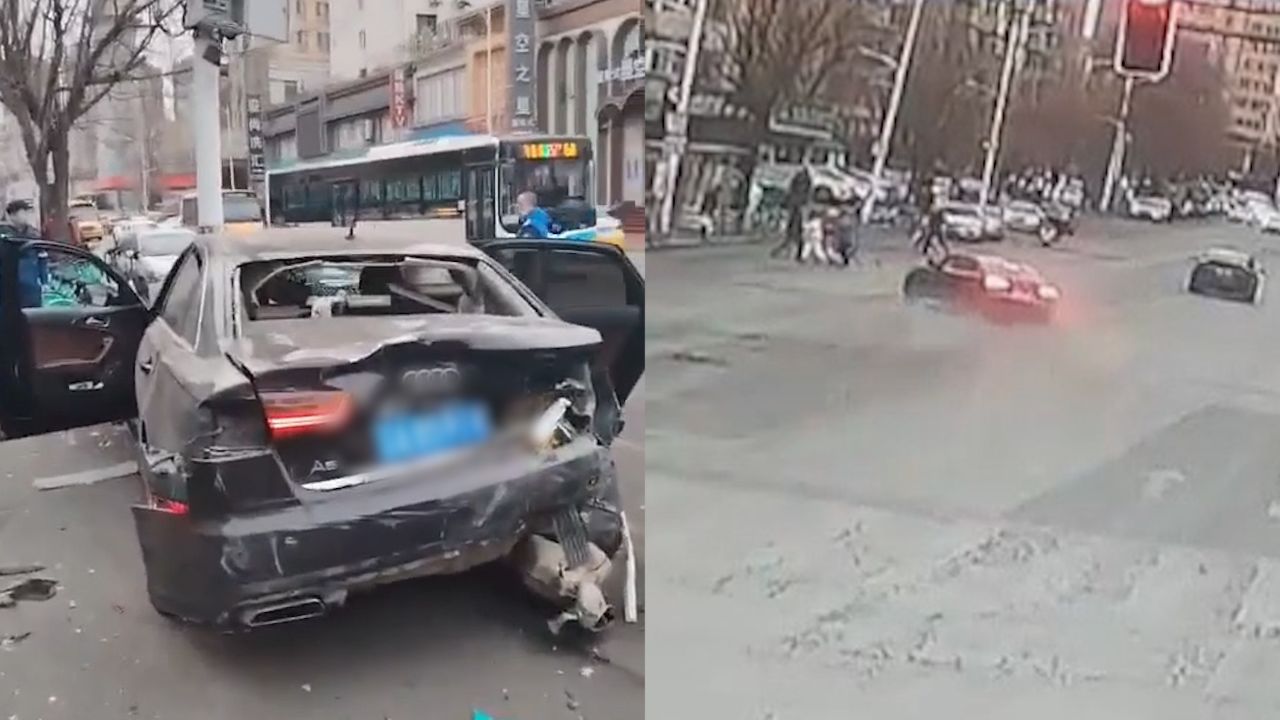 沈阳车祸监控曝光!两车疑似竞速追逐,轿车失控冲入人行道致3死2伤