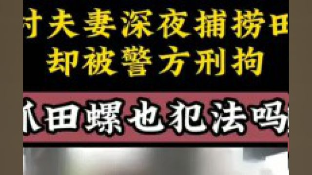 农村夫妻深夜捕捞田螺,却被警方刑拘,女子:抓田螺也犯法吗? 2