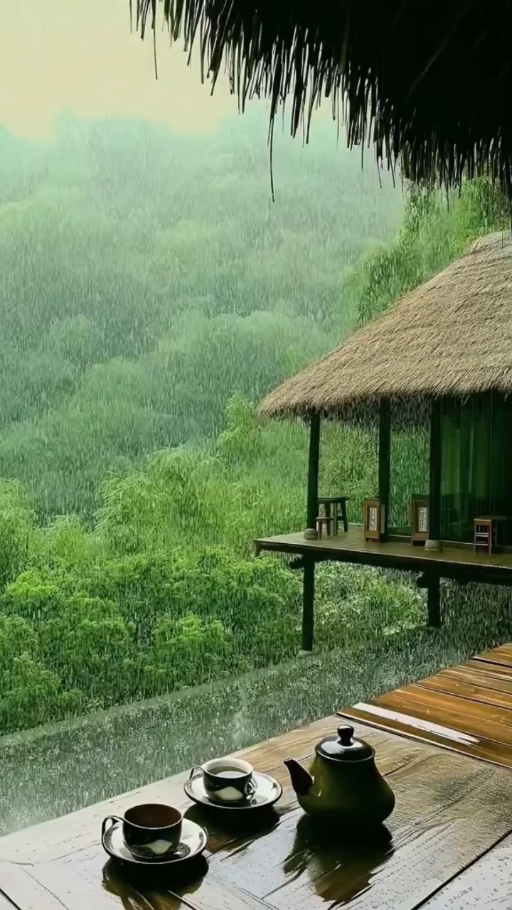 静心听雨图片图片