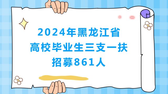 黑龙江省2024年三支一扶招募:861个岗位,6月3日起接受报名