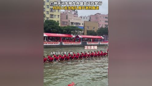 广州天河车陂龙舟盛会正在举行，村内12支龙船队展开激烈角逐。