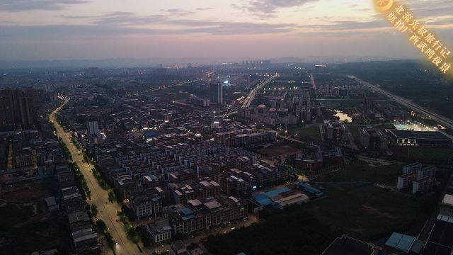 航拍广西武鸣夜景