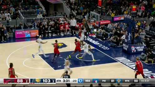 《NBA全场集锦》特纳眼疾手快送出长传 哈利伯顿前场接球从容完成灌筐