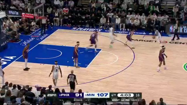 NBA季后赛：太阳vs森林狼G1英文原声全场回放