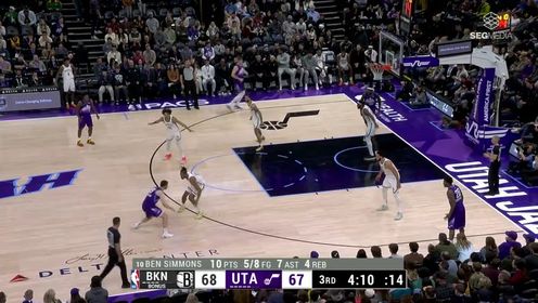 《NBA全场集锦》【回放】NBA常规赛：篮网vs爵士第3节英文原声回放