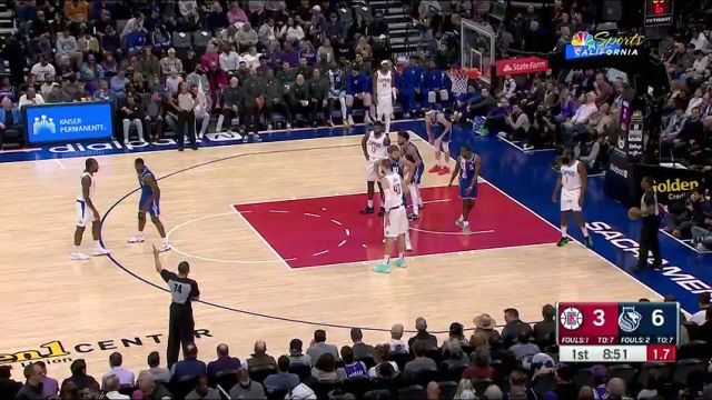 NBA常规赛：快船vs国王第1节中文解说回放