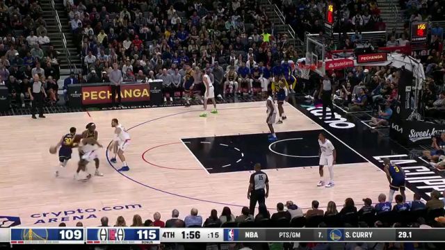 NBA常规赛：勇士vs快船第4节英文原声回放