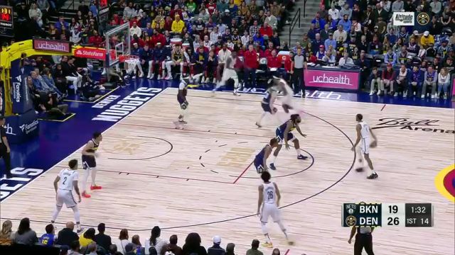 NBA常规赛：篮网vs掘金第1节英文原声回放