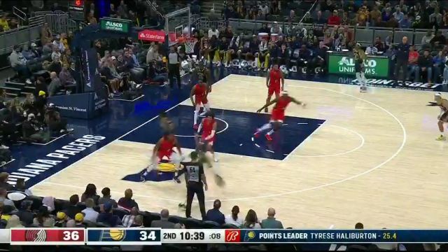 开拓者vs步行者第2节中文解说回放