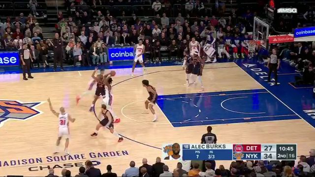  NBA常规赛：活塞vs尼克斯第2节英文原声回放