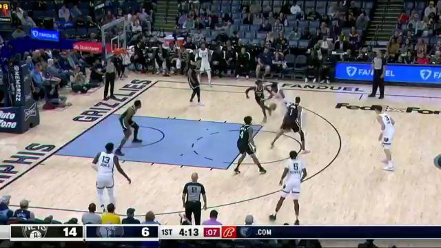 NBA常规赛：篮网vs灰熊第1节中文解说回放
