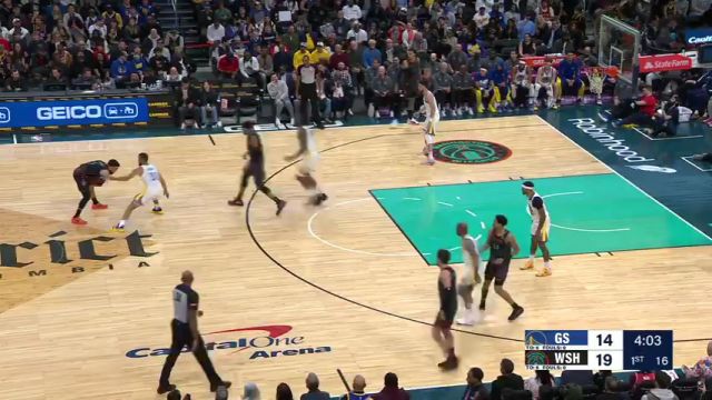 NBA常规赛：勇士vs奇才第1节英文原声回放