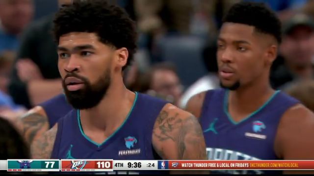 NBA常规赛：黄蜂vs雷霆第4节英文原声回放