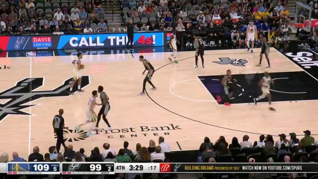 NBA常规赛：勇士vs马刺第4节英文原声回放