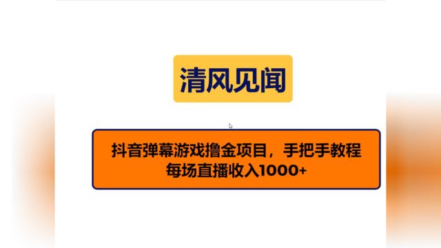 抖音弹幕游戏撸金项目,手把手教程,每场直播收入1000+