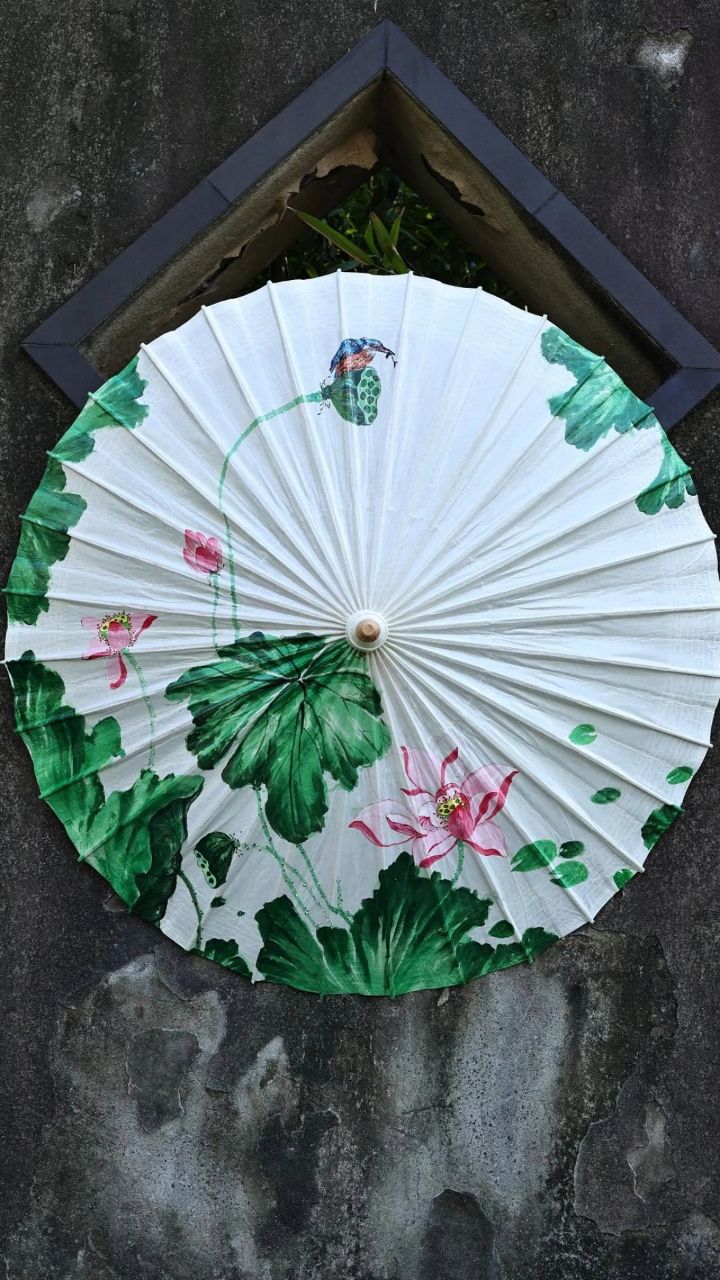 油纸伞#手绘#手工定制#非遗#荷花