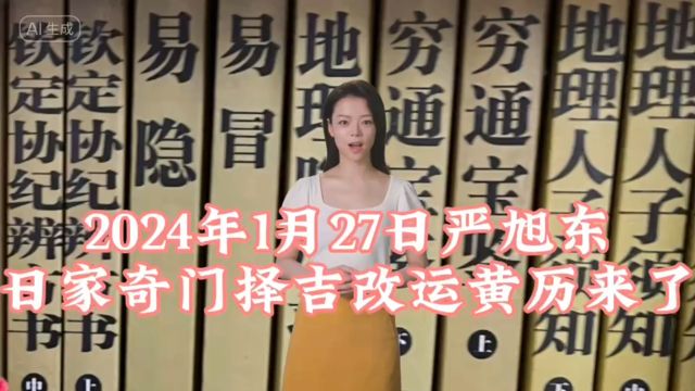 2024年1月27日严旭东日家奇门择吉改运黄历来了