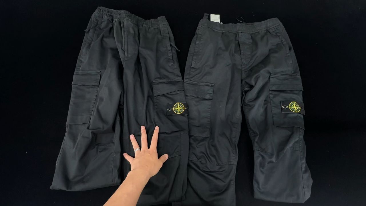 石头岛松紧腰束脚工装裤