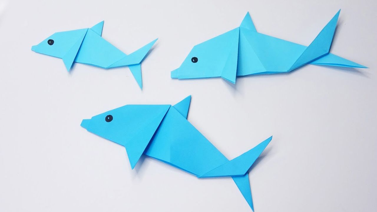 儿童娃娃益智折纸手工:一起来制作可爱的小海豚吧!