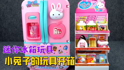 小兔子的玩具开箱，装的满满的冰箱，太有安全感了