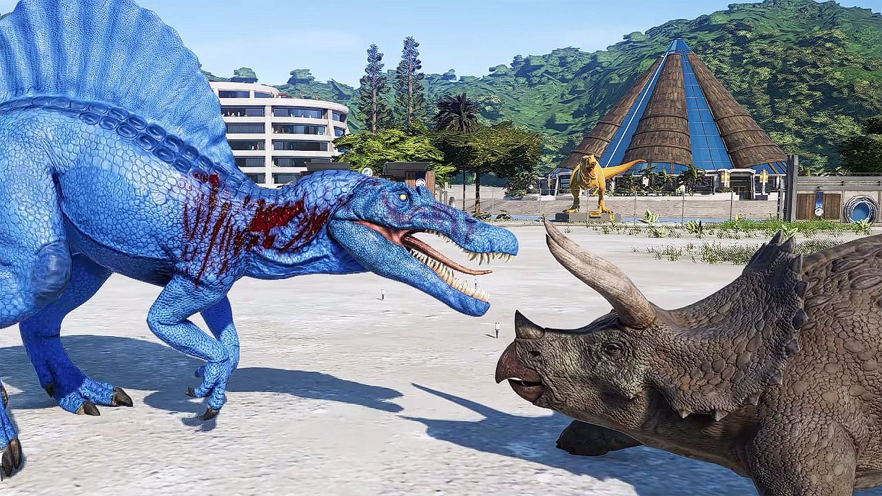 战狂棘龙,三角龙—游戏:侏罗纪世界进化