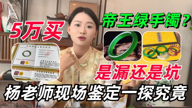 5万块买帝王绿手镯?到底是漏还是坑?杨老师现场鉴定一探究竟!