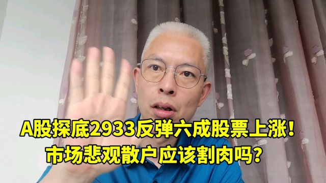 A股2933探底反弹6成股票上涨!市场低迷散户应该割肉吗?