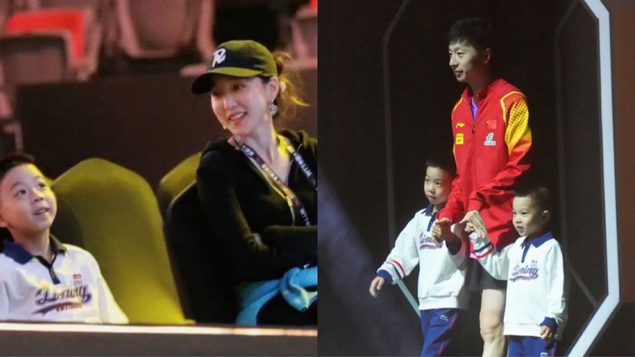 马龙一家四口罕见同框:妻子夏露太美气质出众,两个儿子淘气可爱